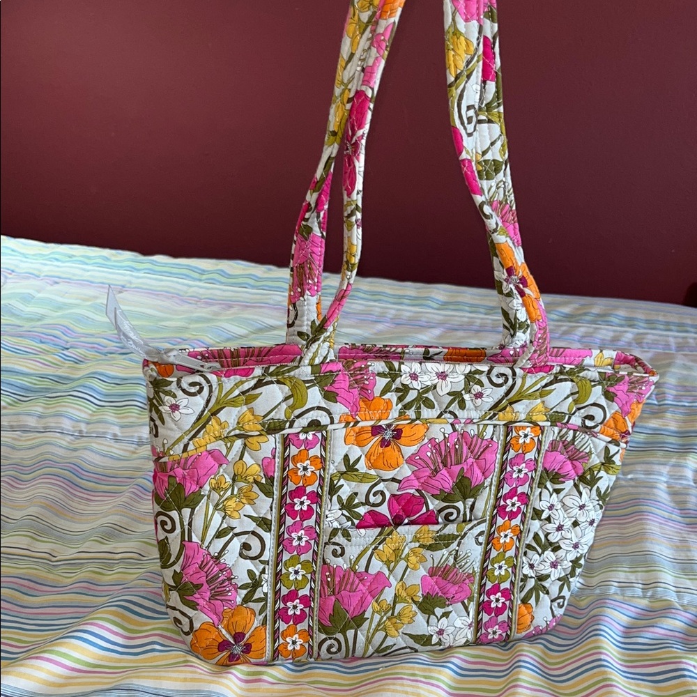 Vera Bradley‎ Quilted Floral Tote in Pink, Orange & Green